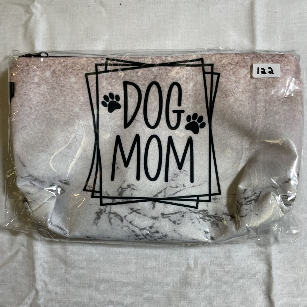 The Pouch Dog Mom Cosmetic Bag Womens Small Pink Marble New Zipper Travel Pouch